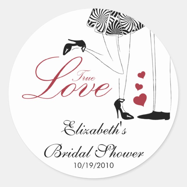 Rond Sticker Fête des mariées True Love Couple (Devant)