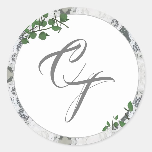 Rond Sticker Feuille en dentelle blanche et Rose (Devant)