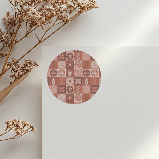 Rond Sticker Feuille Rustique Brown Burlap Flowers (Créateur téléchargé)