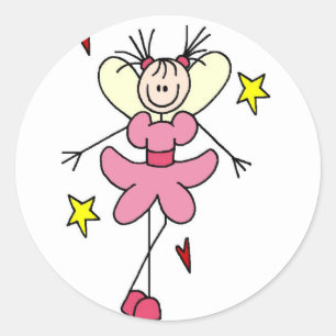 Rond Sticker Figure Angel En Bâton Rose