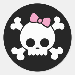 Rond Sticker fille crâne mignon