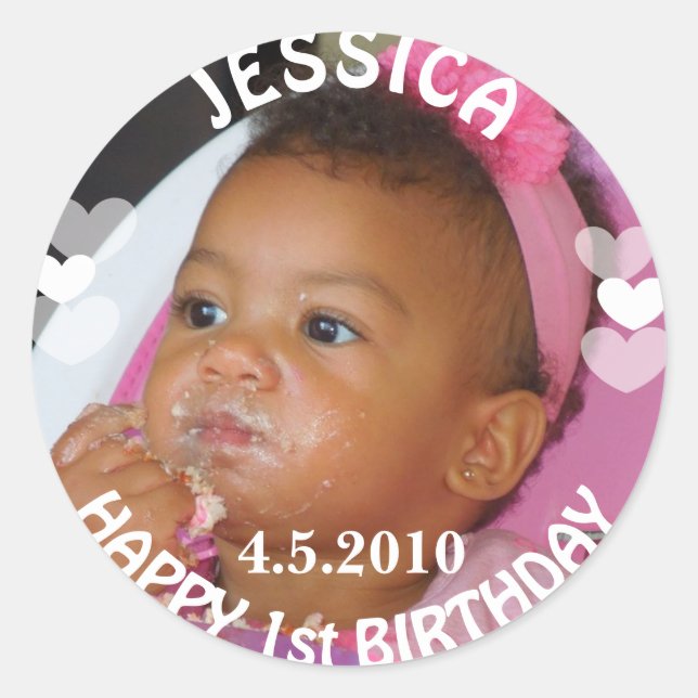 Rond Sticker fille premier anniversaire (Devant)