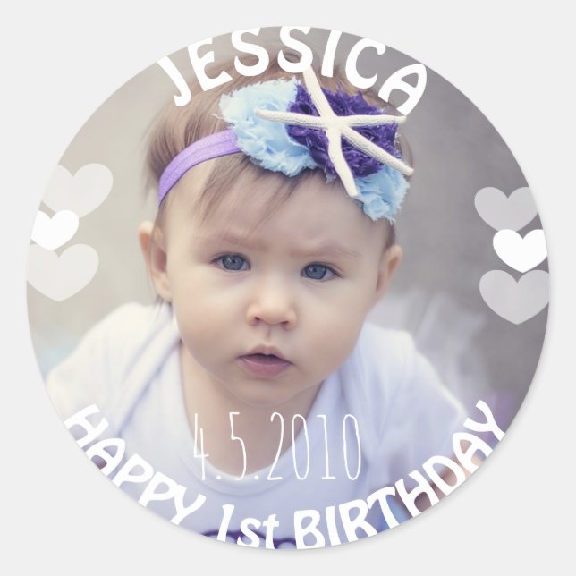 Rond Sticker fille premier anniversaire (Devant)
