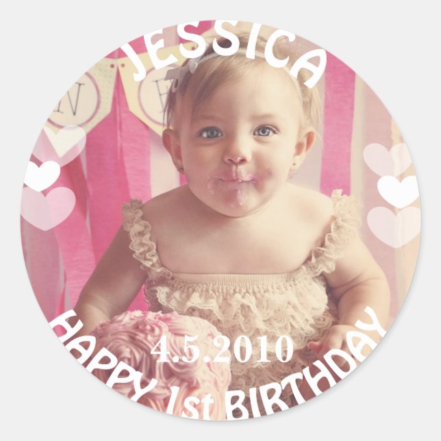 Rond Sticker fille premier anniversaire (Devant)