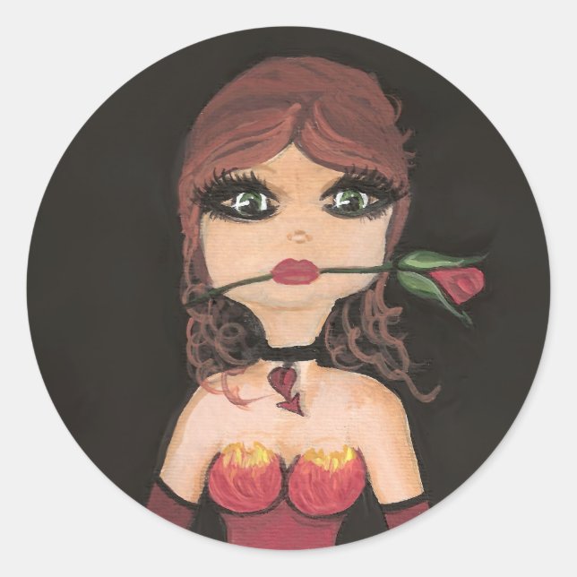 Rond Sticker fille rose Quantum Cutie fille (Devant)