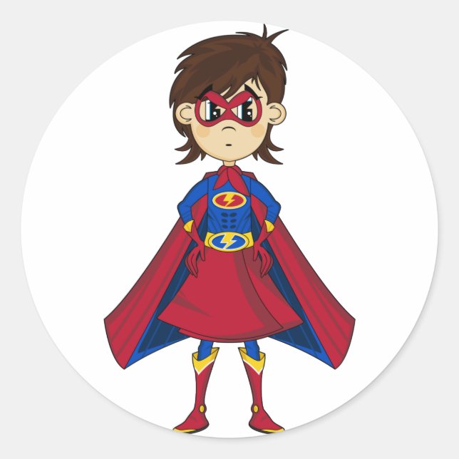 Rond Sticker fille Superhero Masqué Cute (Devant)