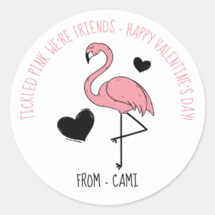 Rond Sticker Flamant rose Valentine