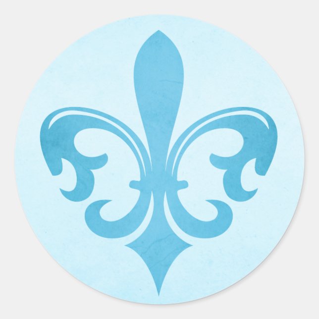 Rond sticker Fleur de lis bleu (Devant)