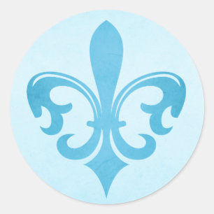 Rond sticker Fleur de lis bleu