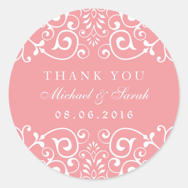 Rond Sticker Fleur Fête des mariées Fleur Rose Doux Fav (Devant)