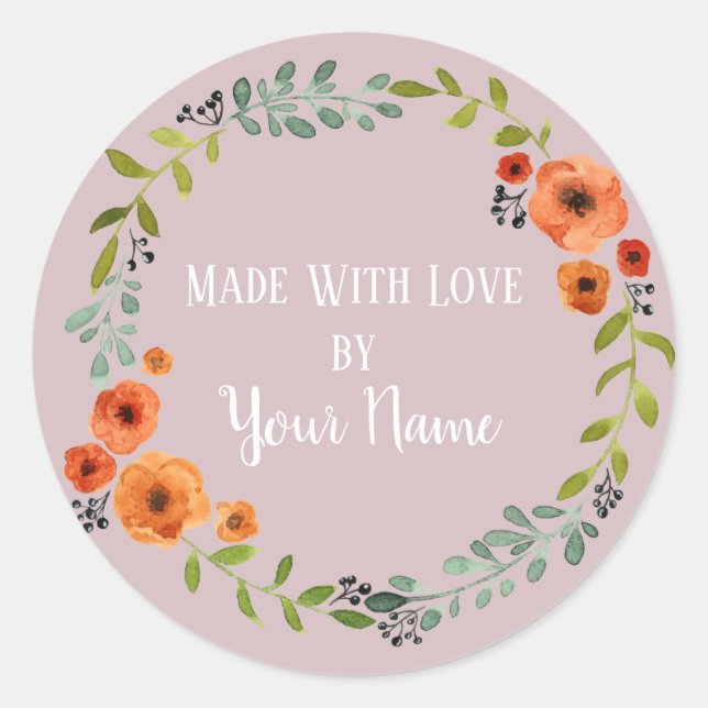 Rond Sticker Fleur Fleur Personnalisé (Devant)