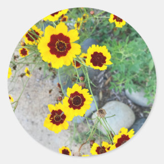 Rond Sticker Fleurs Jaunes