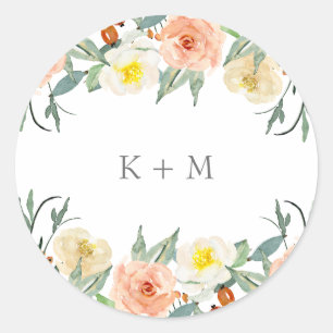 Rond Sticker Floral Aquarelle/Étiquette