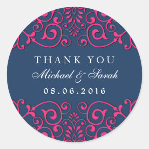 Rond Sticker floral classique bleu marine victorien