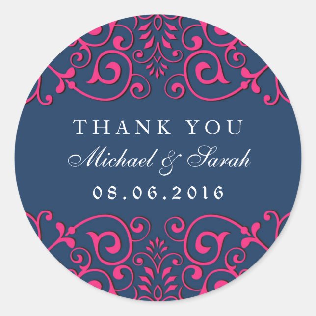 Rond Sticker floral classique bleu marine victorien (Devant)