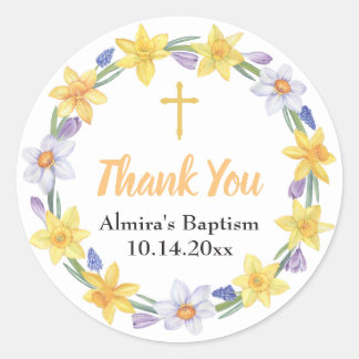 Rond Sticker Floral Daffodique Aquarelle