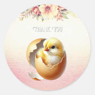 Rond Sticker floral de petite éclosion de poulet