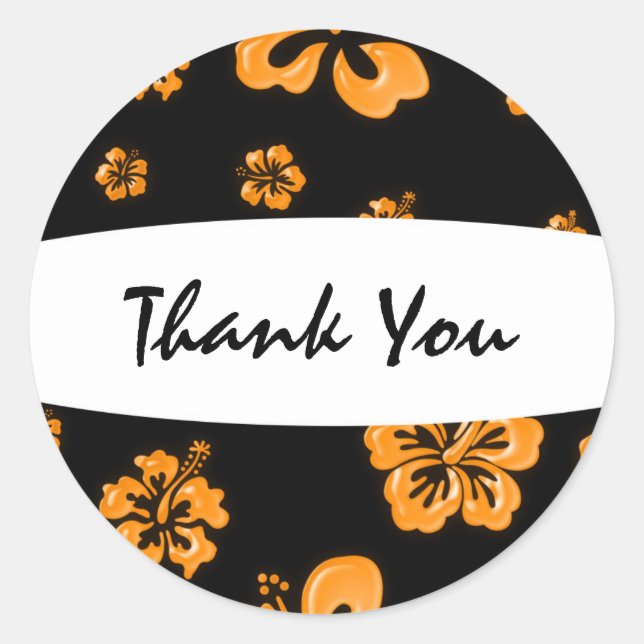 Rond Sticker floral d'Hibiscus orange et noir (Devant)