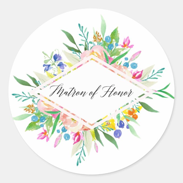 Rond Sticker Floral Diamond Matron of Honor (Devant)