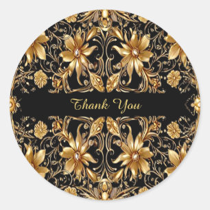 Rond Sticker Floral d'or