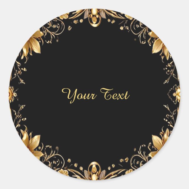 Rond Sticker Floral d'or (Devant)