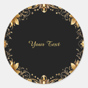 Rond Sticker Floral d'or