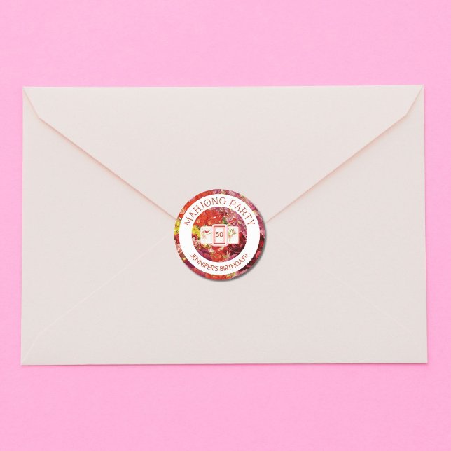 Rond Sticker Floral Mahjong personnalisable (Créateur téléchargé)