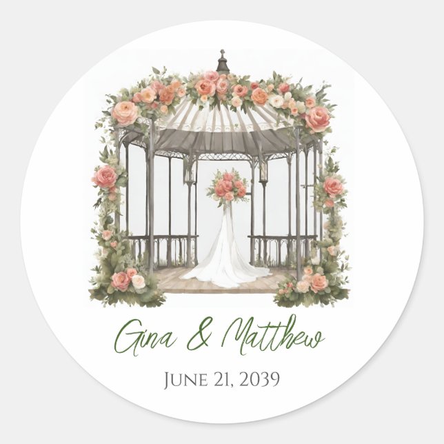 Rond Sticker floral Mariage d'enveloppe Gazebo (Devant)