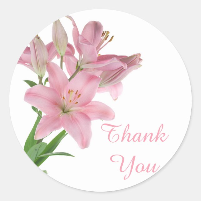 Rond Sticker floral Merci rose Lily / Sceau (Devant)