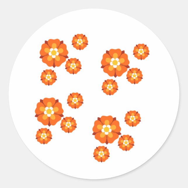 Rond Sticker floral orange vibrant (Devant)