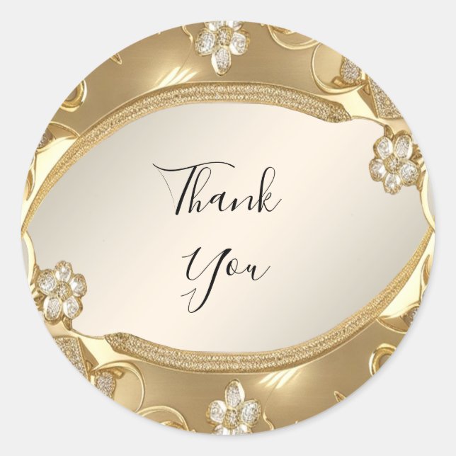 Rond Sticker Floral Orné Or (Devant)