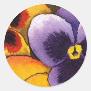 Rond Sticker floral "Pansy #1"