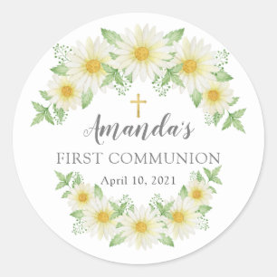 Rond Sticker Floral Première Communion Fraîche Fraîc