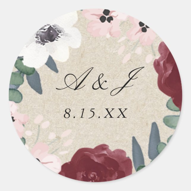 Rond Sticker floral romantique (Devant)