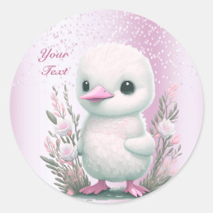 Rond Sticker floral rose canard blanc