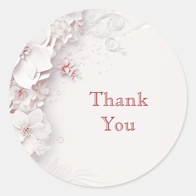 Rond Sticker floral rose ivoire (Devant)
