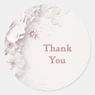 Rond Sticker floral rose ivoire