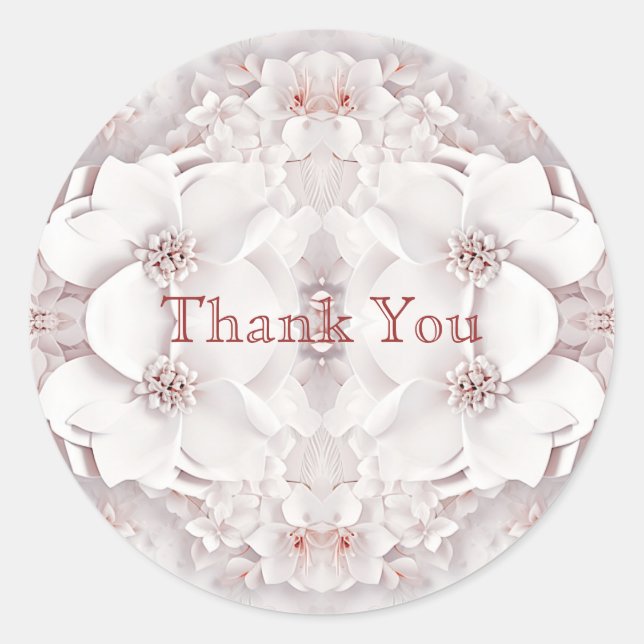 Rond Sticker floral rose ivoire (Devant)
