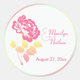 Rond Sticker floral rose, jaune, vert et blanc de 1,5 p