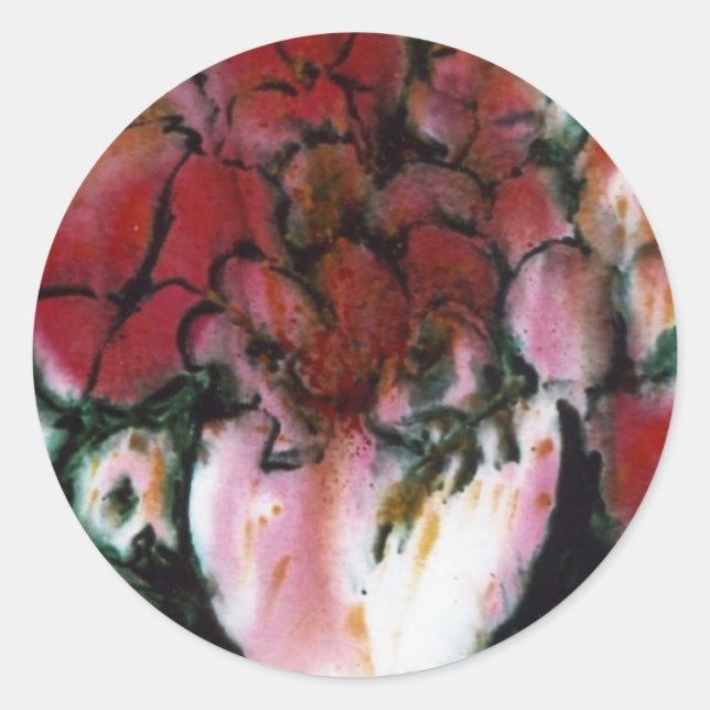 Rond Sticker floral "Vase rose" (Devant)