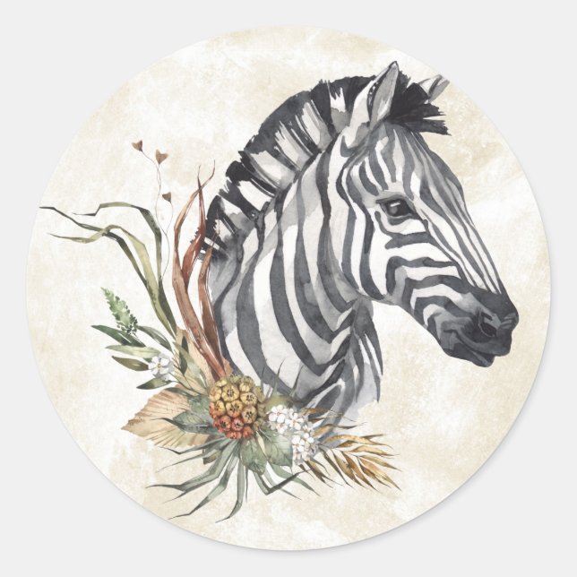 Rond Sticker floral Zebra (Devant)