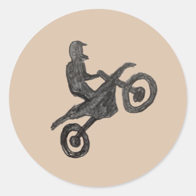 Rond Sticker for boy with motocross sketch (Devant)