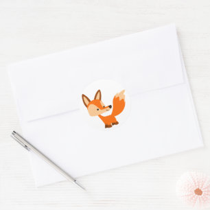 Rond Sticker Fox Cartoon sympa