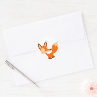 Rond Sticker Fox Cartoon sympa