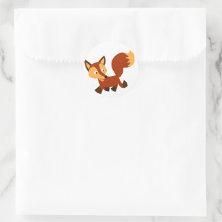 Rond Sticker Fox Cartoon Très Heureux