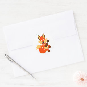 Rond Sticker Fox Dancing Cute