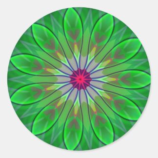 Rond Sticker Fractal Mandala Flower Daisy Vert