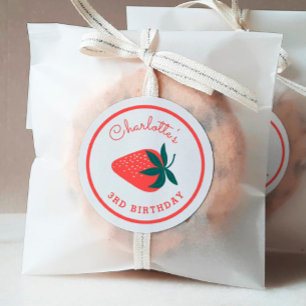 Rond Sticker Fraise Rouge Round Faveur