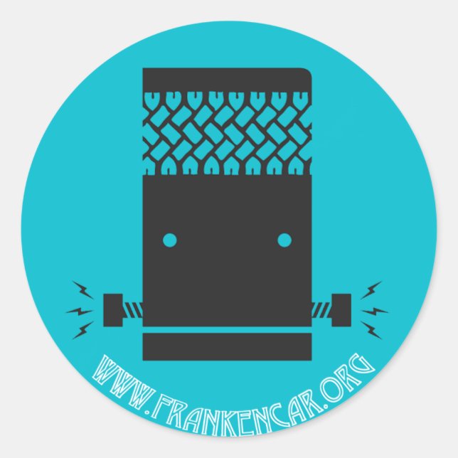 Rond Sticker Frankencar avec site Web (Devant)