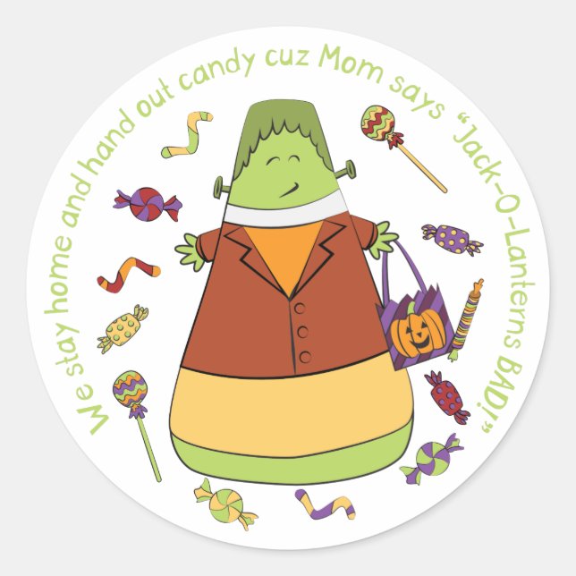 Rond Sticker Frankenkid - Monstres de bonbons Corny (Devant)